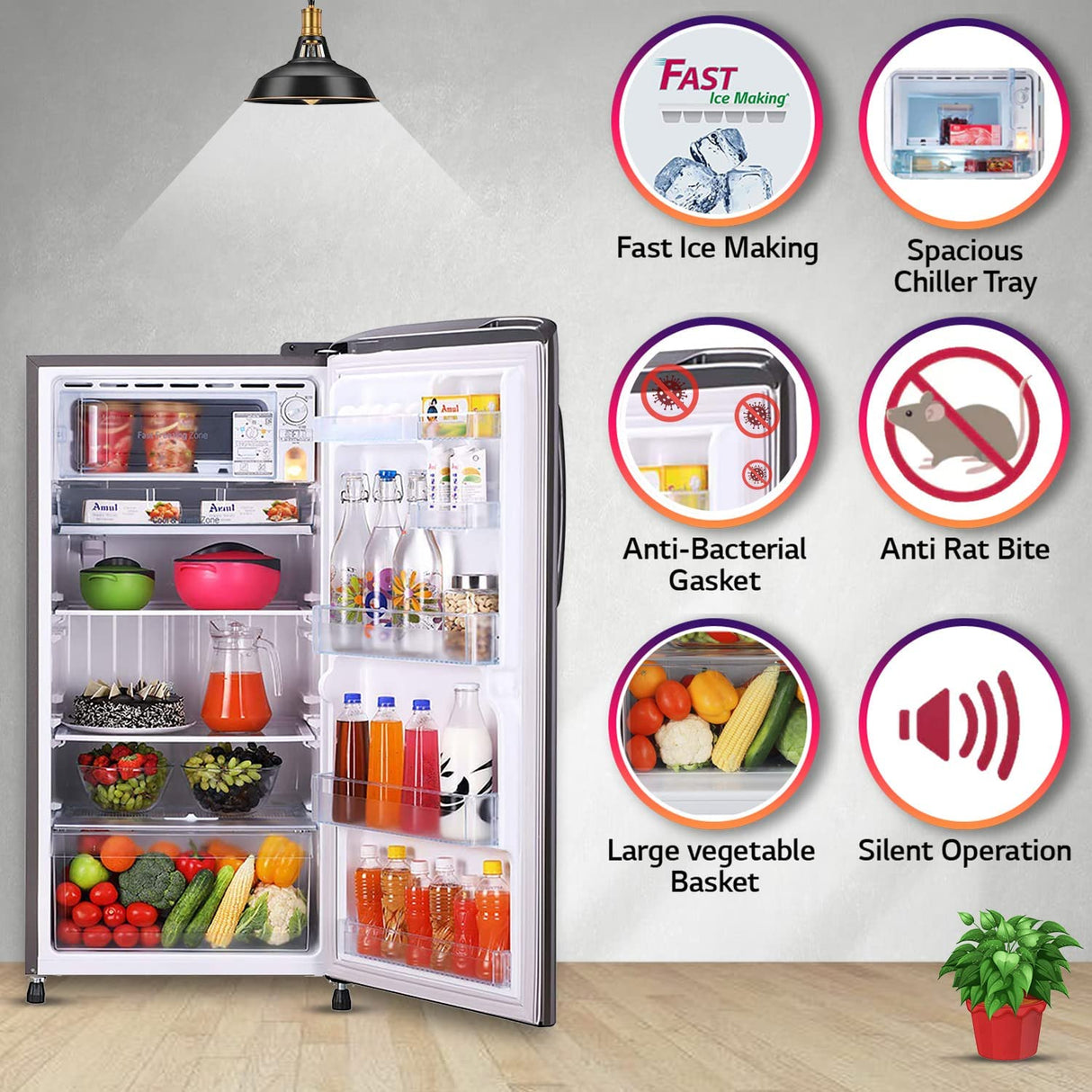 LG 205 L 4 Star Inverter Direct Cool Single Door Refrigerator (GL-B221APZY, Shiny Steel, 2023 Model)