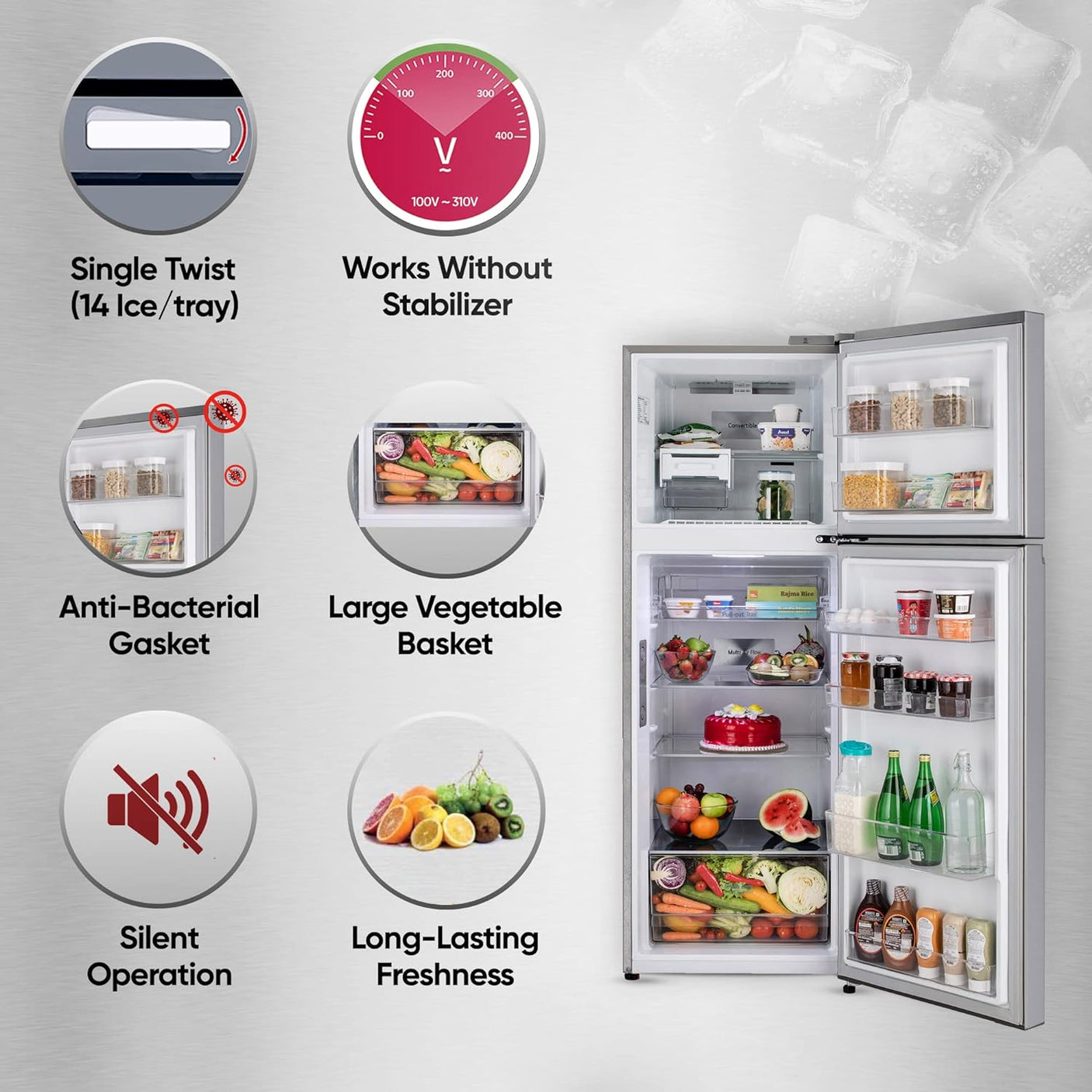 LG 322 L 2 Star Frost-Free Smart Inverter Wi-Fi Double Door Refrigerator Appliance ( Shiny Steel, Convertible & Door Cooling+ GL-T342TPZY,