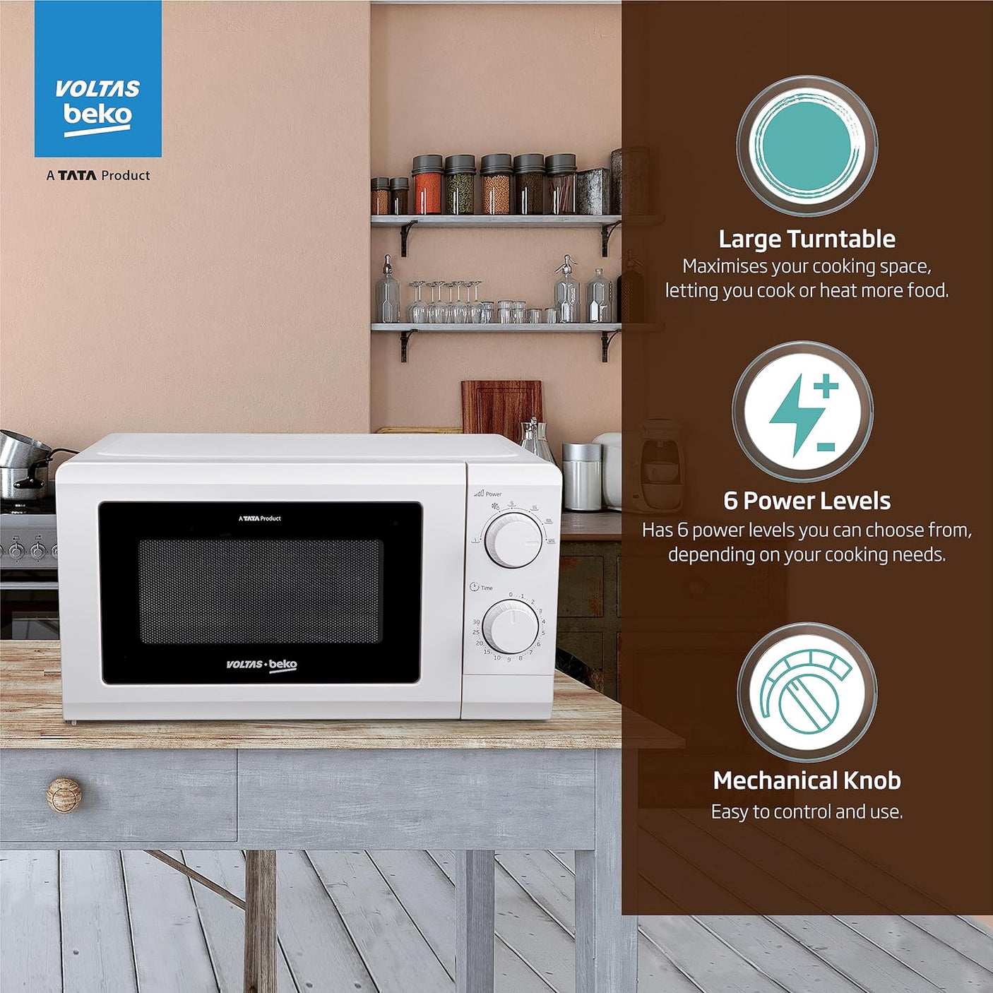 Voltas Beko 17 Litres Solo Microwave Oven (Pre-Heating Function, MS17WM, White)