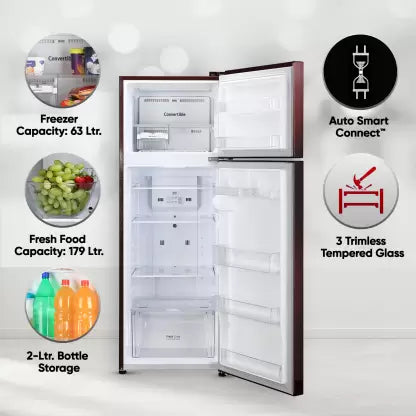 LG 242 L Frost Free Double Door 2 Star Refrigerator  (Scarlet Euphoria, LG REF GL-N292BSEY)