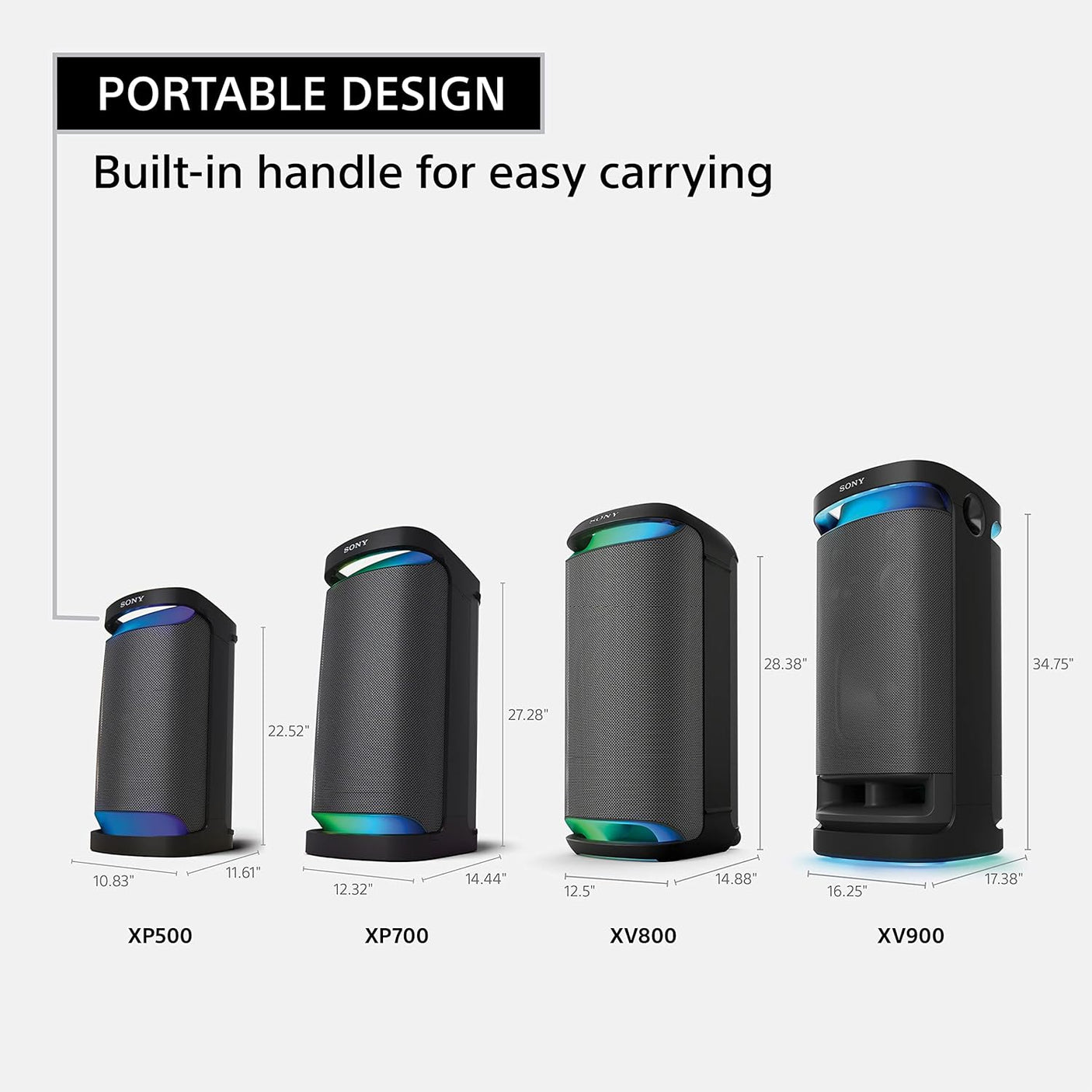 Sony SRS-XP500 Portable Wireless Bluetooth Party Speaker (Karaoke/Guitar Input, IPX4 Splashproof Protection,20hrs Battery,Ambient Light,USB Play & Charge,Quick Charge, Power Bank)