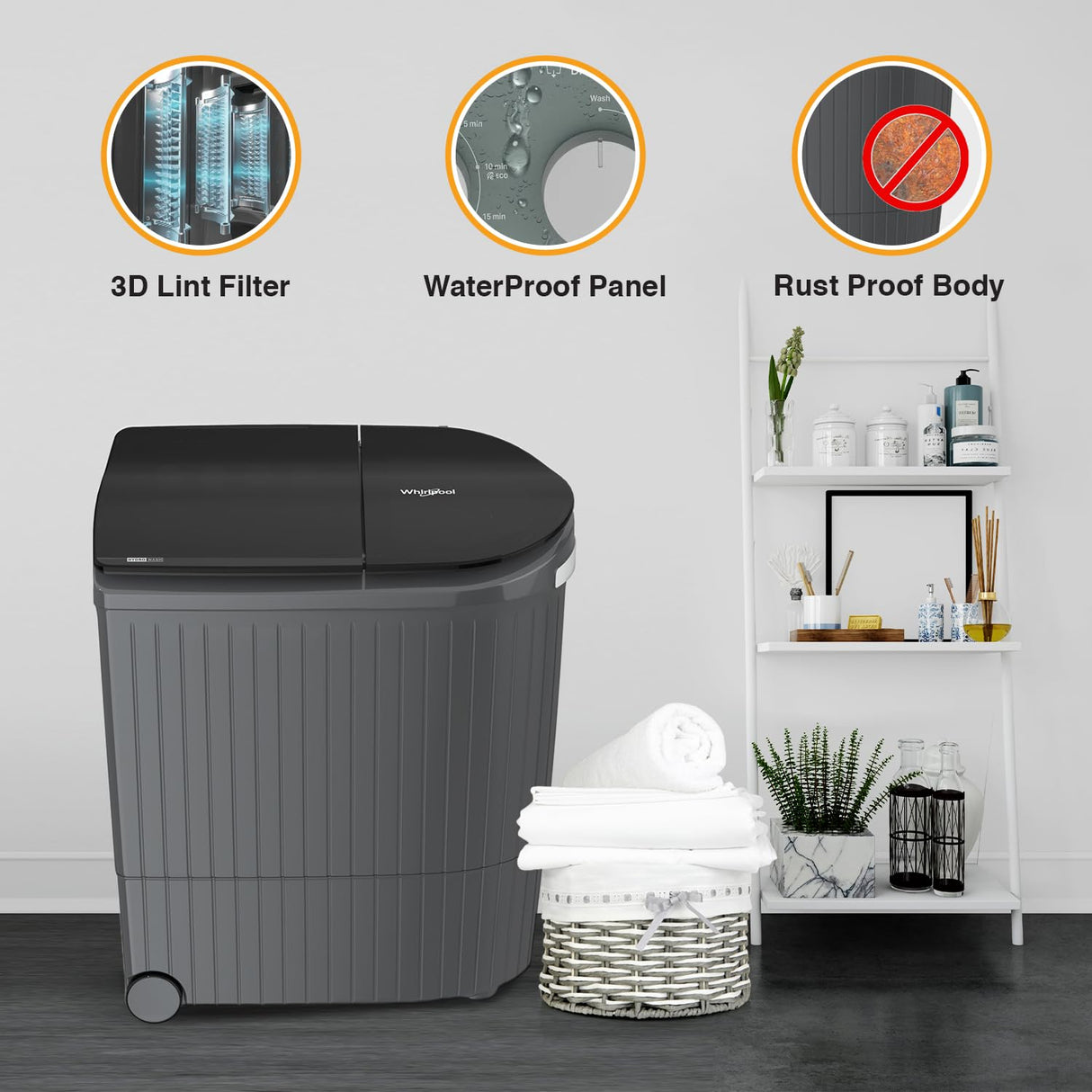 Whirlpool 9 Kg 5 Star Semi-Automatic Top Loading Washing Machine (W.POOL WM 30312)