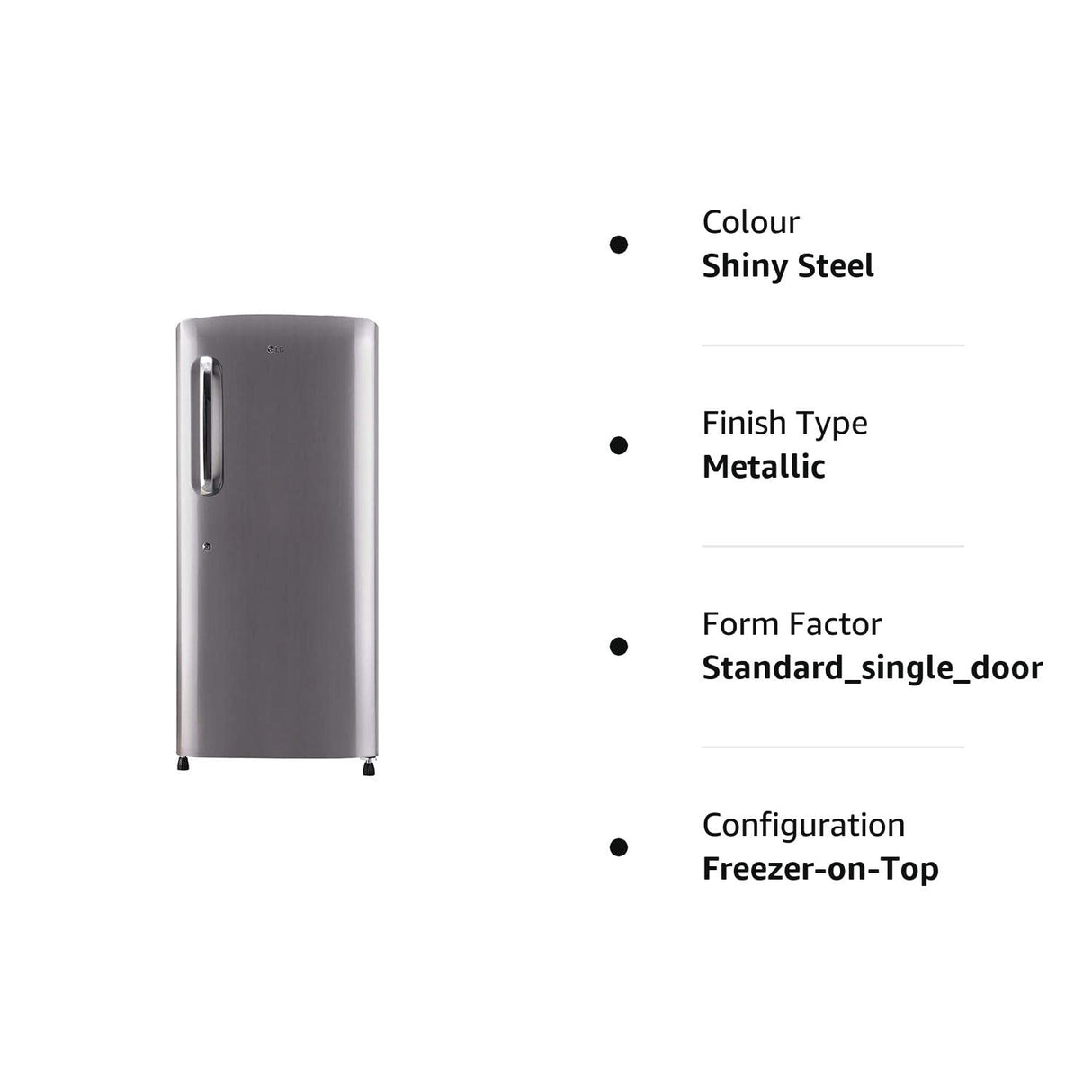 LG 205 L 4 Star Inverter Direct Cool Single Door Refrigerator (GL-B221APZY, Shiny Steel, 2023 Model)