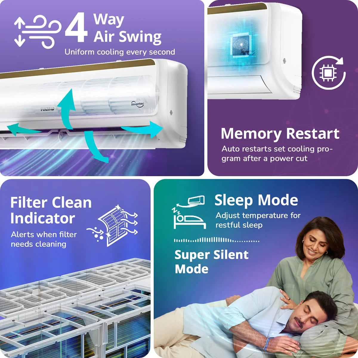 Voltas Vertis Elite Gold 1.5 Ton 5 Star Inverter Split Air Conditioner (Model: 185INV) | Energy Efficient Cooling | Turbo Mode | High Ambient Performance | Copper Condenser | Smart Inverter Technology | 2026 Model