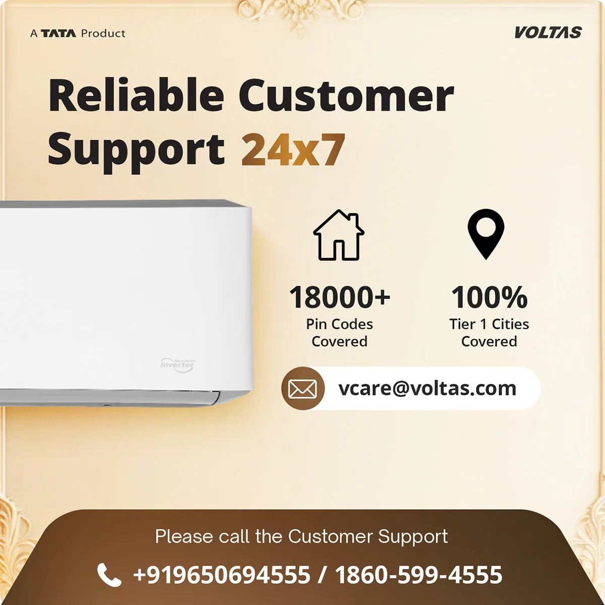 Voltas 1.5 Ton 3 Star Split AC – 183INV Venus Luxe Inverter Air Conditioner