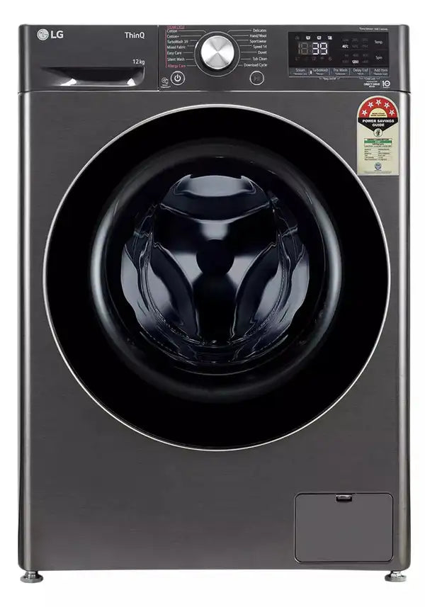 LG 12 Kg 5 Star Fully Automatic Front Load Washing Machine With AI Direct Drive (FHP1412Z9B, Platinum Black)