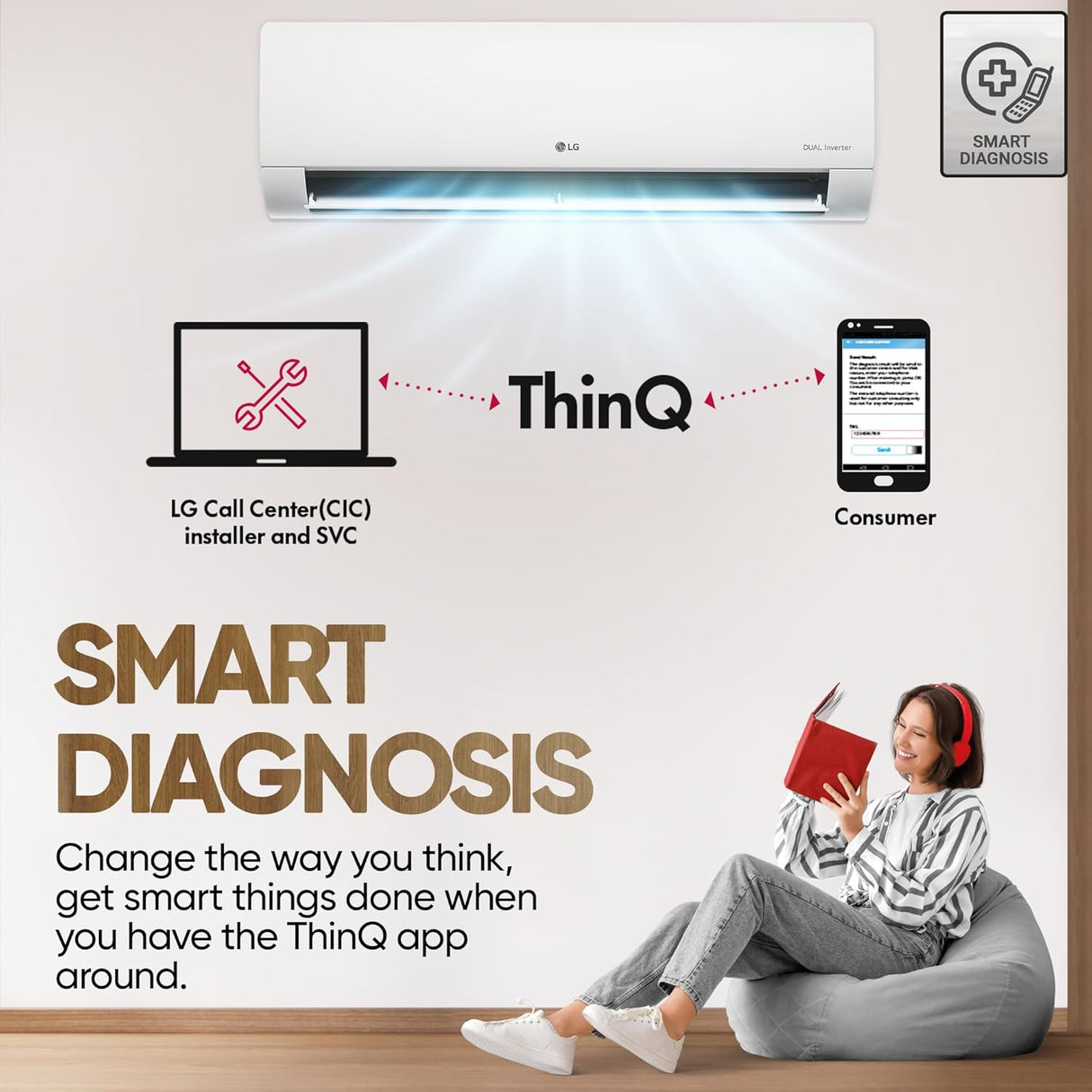 LG 1.5 Ton 4 Star DUAL Inverter Split AC (Copper, AI Convertible 6-in-1, VIRAAT Mode, Faster Cooling & Energy Saving, 4 Way Swing, HD Filter with Anti-Virus Protection, US-Q19JNYE, White)