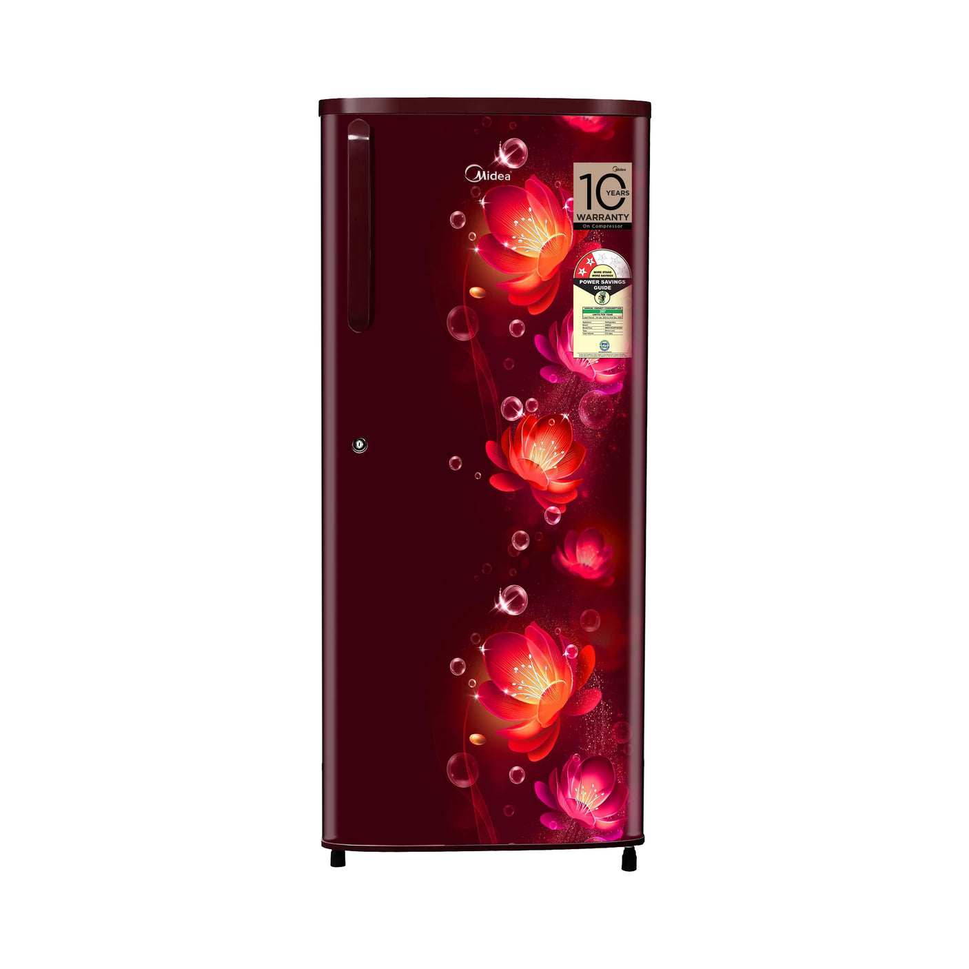 Midea 215L Direct Cool Refrigerator (2 Star, Wine Flower, Handle)