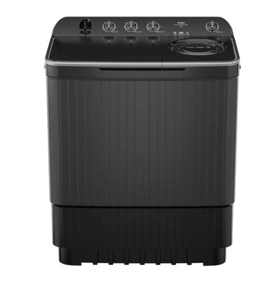 Haier HTW100-196BK 10 Kg Semi-Automatic Top Load Washing Machine | Vortex Pulsator, Oxyi Dry, Black