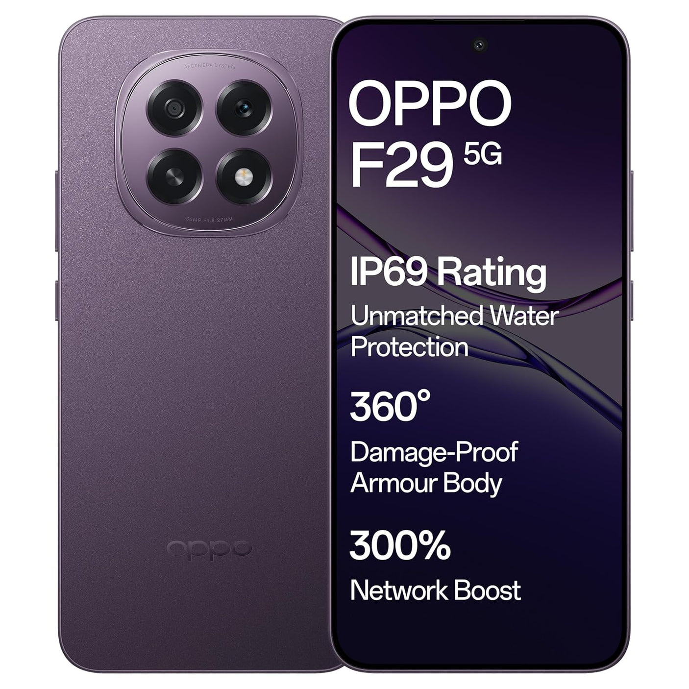 OPPO F29 5G (Solid Purple, 8GB RAM, 256GB Storage)