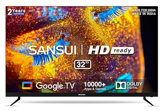 SANSUI 80 cm (32 inches) HD Ready Smart A+ LED Google TV JSWY32GSHD (Black)