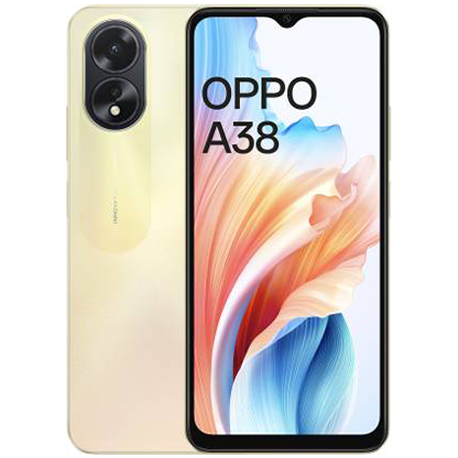OPPO A38 - Glowing Gold, 4GB RAM, 128GB storage, a sleek and stylish mobile phone.
