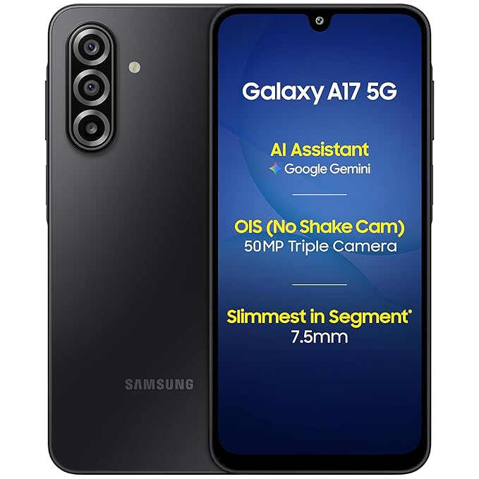 Samsung Galaxy A17 5G (Black, 6GB RAM, 128GB Storage) | 50MP No-Shake Camera | Super AMOLED Display | Corning Gorilla Glass Victus | 7.5mm Slim Design | Gemini Live AI | Circle to Search