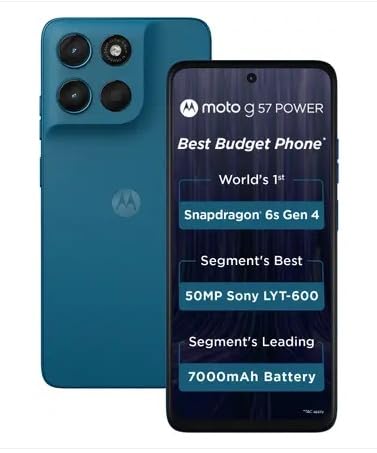 Motorola G57 Power 5G (Corsair, 8GB RAM, 128GB Storage) – Snapdragon 6s Gen 4, 7000mAh Battery & 50MP Camera