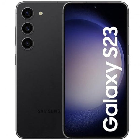 Samsung Galaxy S23 5G: Sleek Phantom Black mobile with 8GB RAM and 256GB storage.