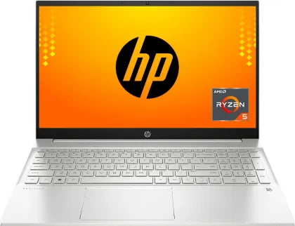 HP Pavilion AMD Ryzen 5 Dual Core 5500U - (8 GB/512 GB SSD/Windows 11 Home) 15-eh1137AU Thin and Light Laptop (15.6 Inch, Natural Silver, With MS Office)