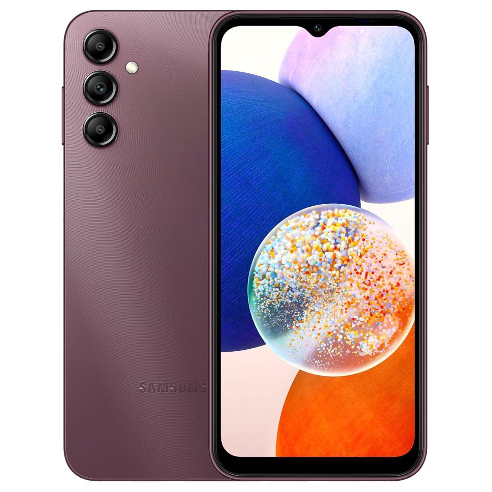 Samsung Galaxy A14 5G: Striking Dark Red mobile with 4GB RAM and 64GB storage.