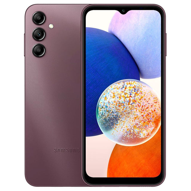 Samsung Galaxy A14 5G: Striking Dark Red mobile with 4GB RAM and 64GB storage.