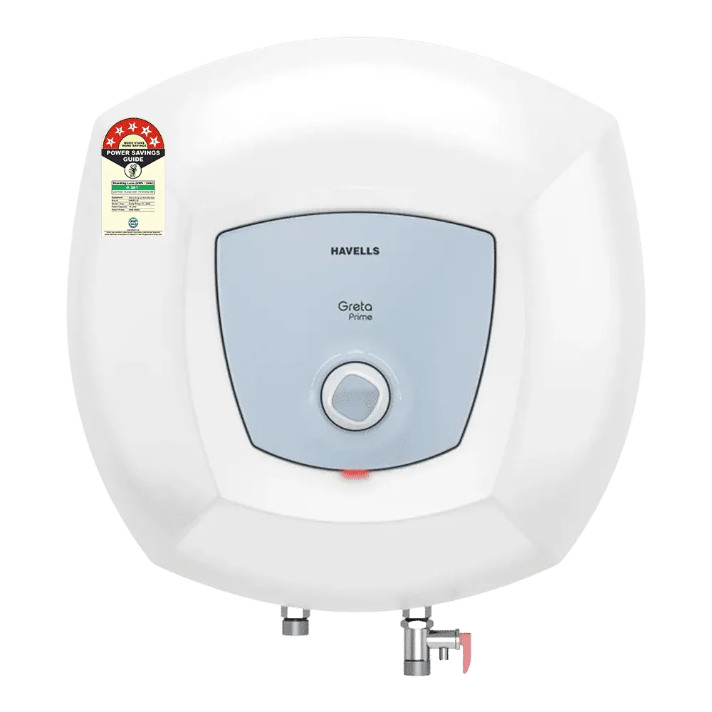 HAVELLS Greta Prime 15 Litre 5 Star Vertical Storage Geyser with Whirlflow Technology (White & Blue)