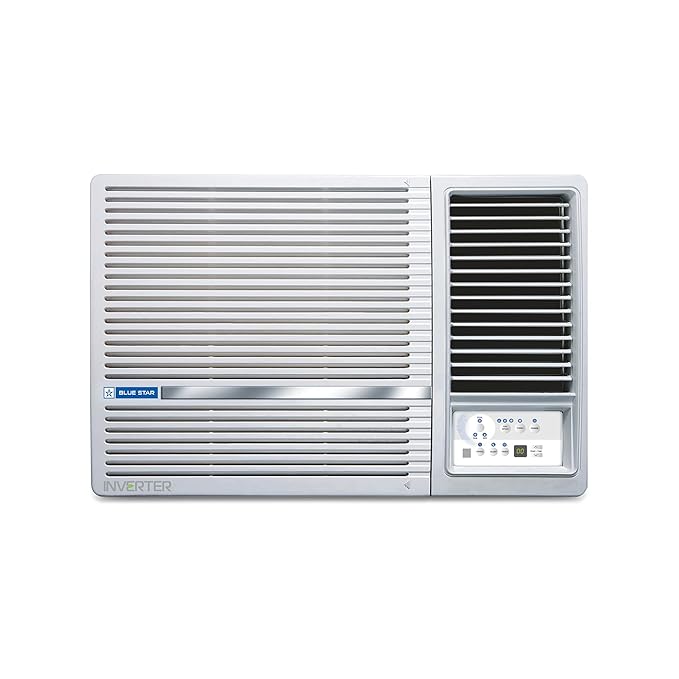 Blue Star 1.5 Ton 5-Star Inverter Window AC | Copper Condenser, Turbo Cool, Blue Fins (WIE518L, White)