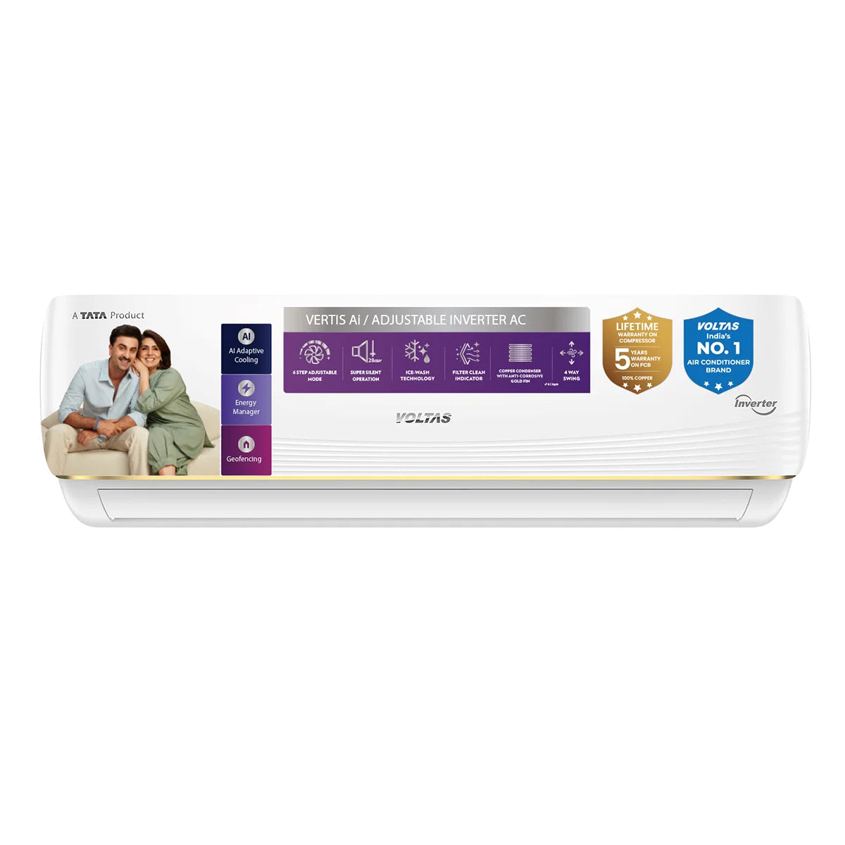 Voltas 1.5 Ton Split AC 3 Star Inverter (183INV Vertis AI Zest Gold)