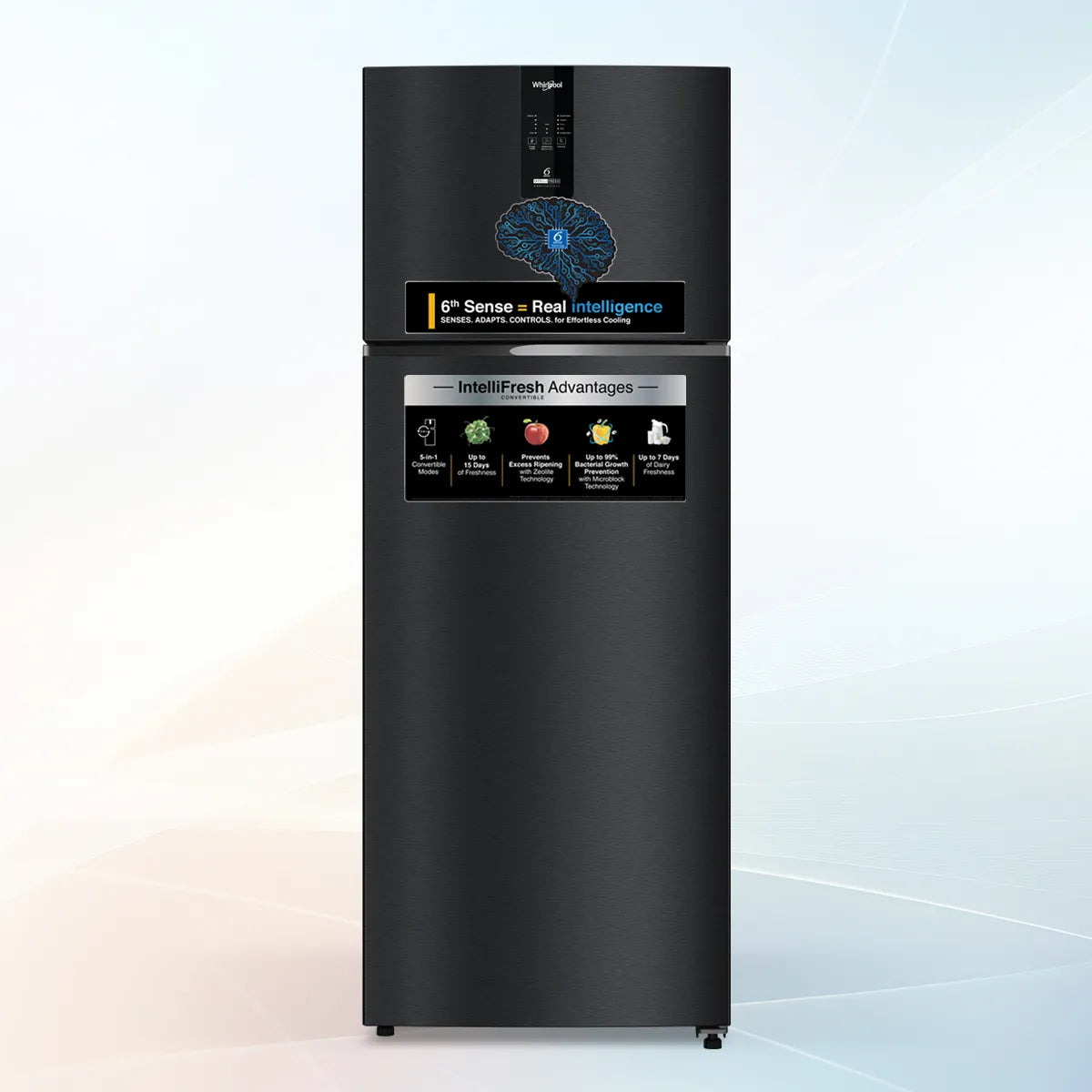 Whirlpool IntelliFresh Platina 467L Convertible Frost Free Refrigerator | 5-in-1 Modes, 6th Sense Technology, Gravity Black, 2 Star
