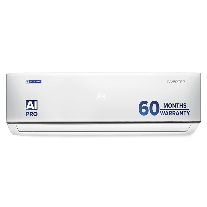 Blue Star 2 Ton 5 Star, Inverter Split AC (Copper, Convertible 5 in 1 Cooling, Multi Sensors, Dust Filter Blue Fins, Self Diagnosis, IC524DNUR,White)
