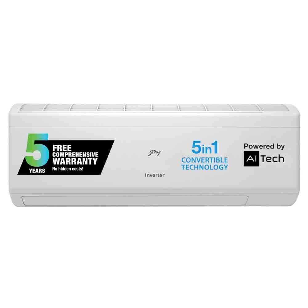Godrej 1.5 Ton 5 Star 5 in 1 Convertible Inverter Split AC with Smart Diagnosis (SIC 18ITC5 WYD)