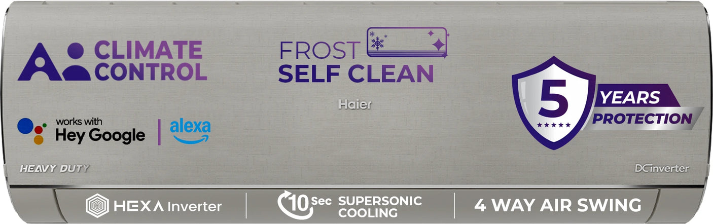 Haier 1.6 Ton 5 Star Inverter Split AC Gravity Series HSU19G-MZAIM5BN-INV | AI Climate Control | Smart AC | Morning Mist