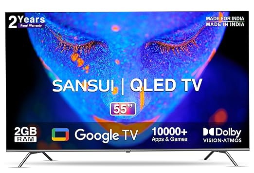 Sansui 140 cm (55 inches) 4K Ultra HD Smart QLED Google TV JSW55GSQLED (Black)