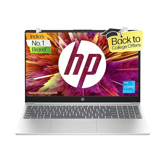 HP Laptop 15-13th Gen Intel® Core™ i3-1315U, 15.6inch FHD, Anti-Glare, 8GB DDR4,512GB SSD, Dual Speakers, Windows 11, Natural Silver (15-fd0186TU)