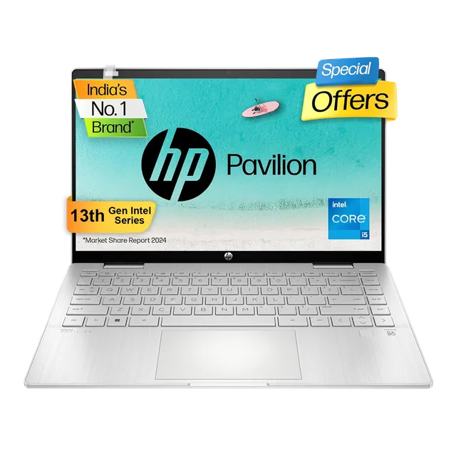 HP Pavilion 14-ek1074TU Intel Core i5 13th Gen (14 inch, 16GB, 512GB, Windows 11 Home, MS Office 2021, Intel UHD, FHD IPS Display, Natural Silver, 8C5H5PA)