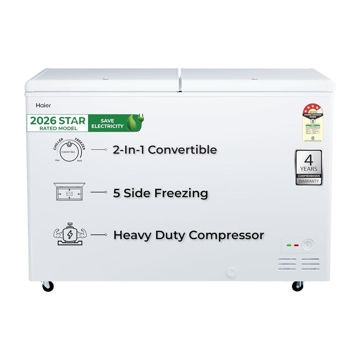 Haier HFC-320DPW4 Convertible Deep Freezer 310L with Metal Liner & Fast Cooling Technology