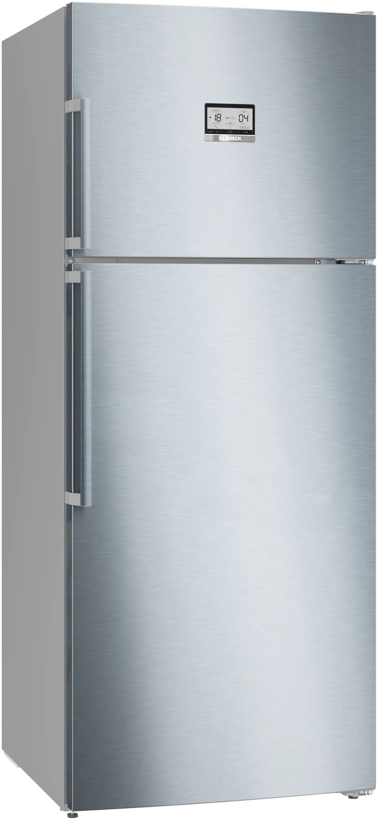 Bosch Series 6 2-Door Free-Standing Fridge-Freezer with Freezer on Top, Brushed Steel, Anti-Fingerprint, Total No Frost (KDN76AID0I)