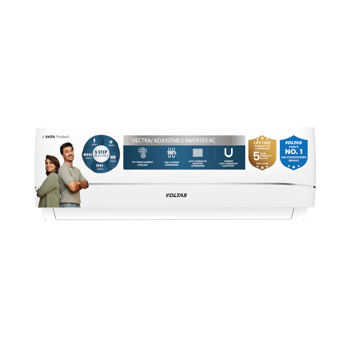 Voltas Vectra Zenith 1.5 Ton 3 Star Inverter Split Air Conditioner (Model: 183INVHC) | High Ambient Cooling up to 52°C | Turbo Cooling | Energy Efficient | Copper Condenser | Smart Cooling Technology | 2026 Model