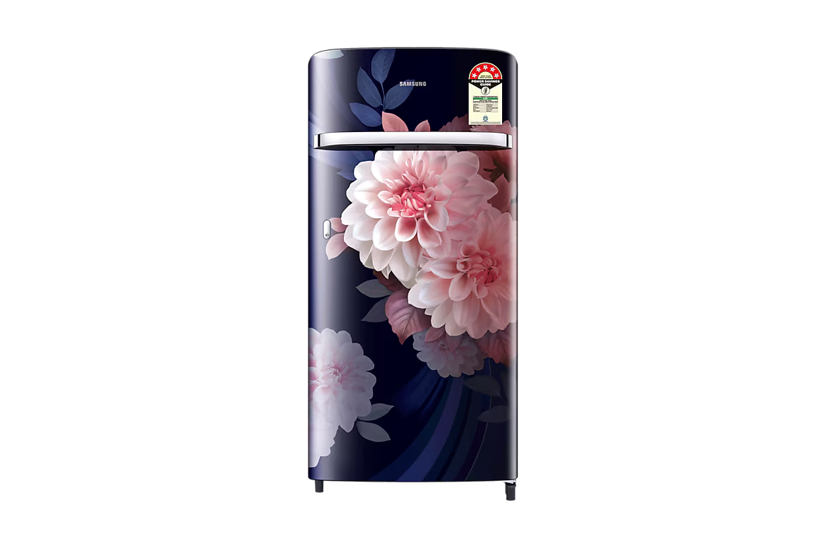 Samsung RR21H2G25BB/HL Single Door Refrigerator (189L, Digital Inverter Compressor, Direct Cool, 5 Star Energy Rating, Stabilizer Free Operation, Anti-Bacterial Gasket, Horizontal Curve Design, Bold Black Finish)