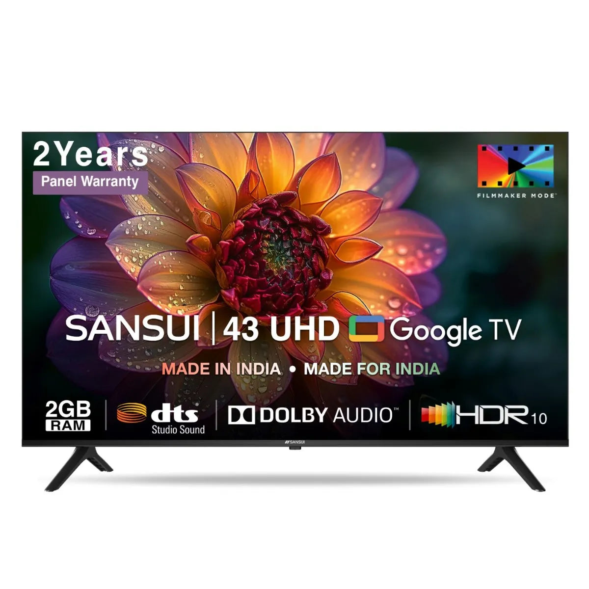 Sansui 109 cm (43 inch) Ultra HD (4K) LED Smart Google TV 2024 Edition with Zen Panel Dolby Audio & Filmmaker mode (JSW43GSUHD)