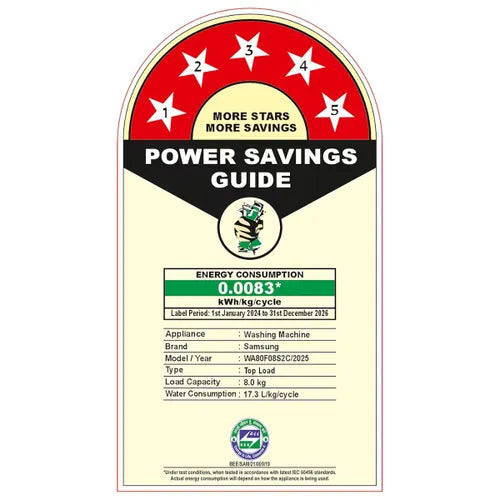 Samsung 8 Kg 5 Star Fully Automatic Top Load Washing Machine With AI Energy Mode (WA80F08S2CTL, Deep Charcoal)