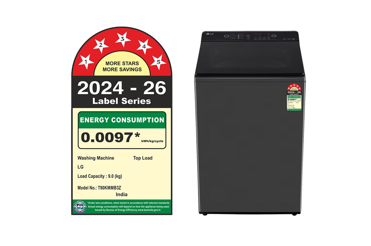 LG 9 kg 5 Star Top Load Washing Machine | T90KMMB3Z | Hard Water Wash, Middle Black