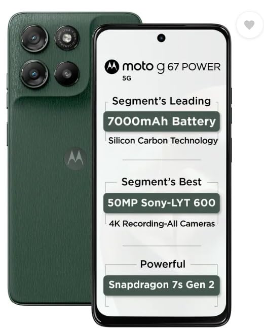 Motorola G67 Power (Pantone Cilantro, 8GB RAM, 128GB Storage) | Long Battery Life Smartphone