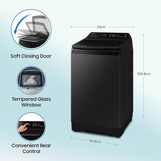 Washing Machine: Black Caviar model with Eco Bubble™ and in-built heater for effective cleaning.