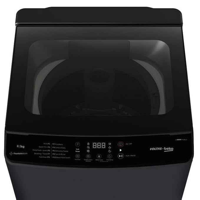 Voltas Beko 8.5 Kg 5 Star Fully Automatic Top Load Washing Machine with 4 Wash Programs & Purestream Pulsator (WTL8507VAA, Dark Grey)