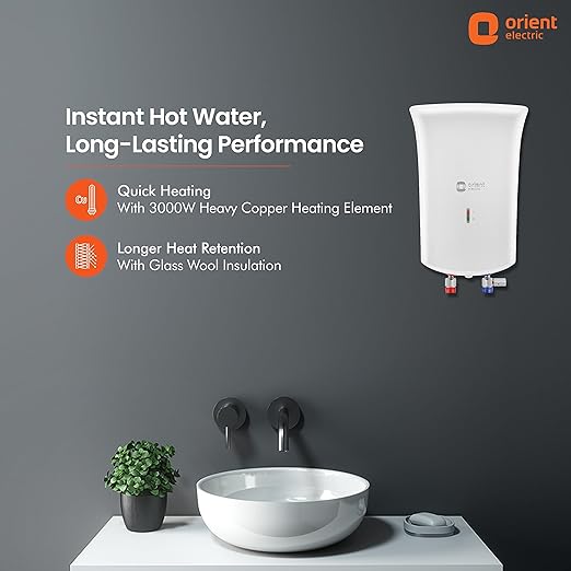 Orient Electric Primus 3L High Strength Polymer Body Electric Instant Hanging Water Heater (White)