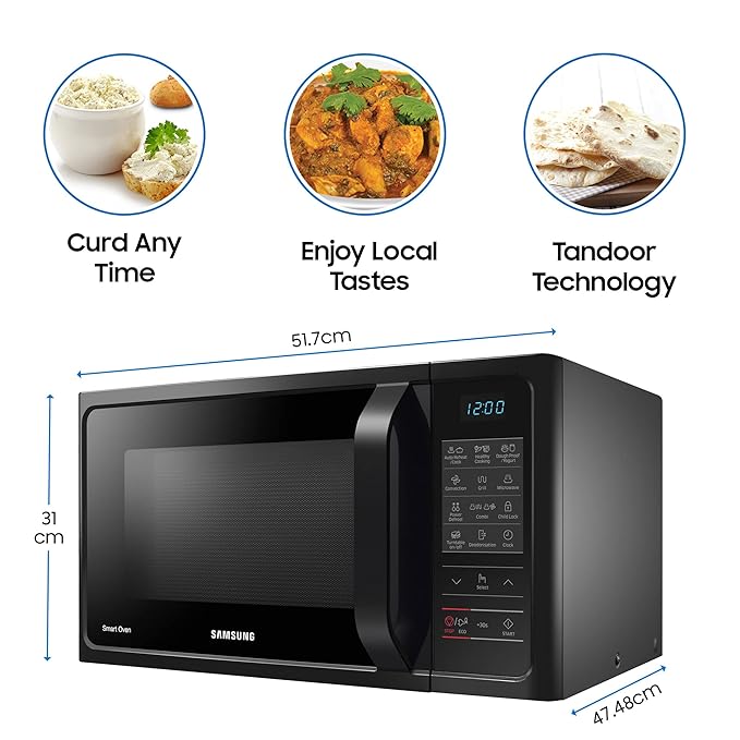 Samsung 28L, Convection Microwave Oven with Curd Making (MC28A5013AK/TL, Black)
