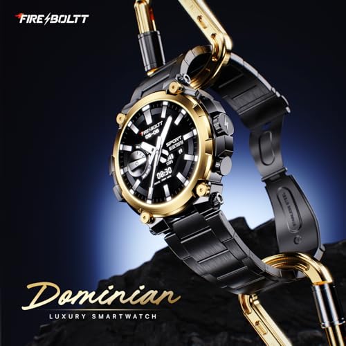 Fire-Boltt Dominian Smartwatch – 1.43″ AMOLED Display, Stainless Steel Design, Bluetooth Calling, 466×466 Resolution, IP67, Health & Sports Modes