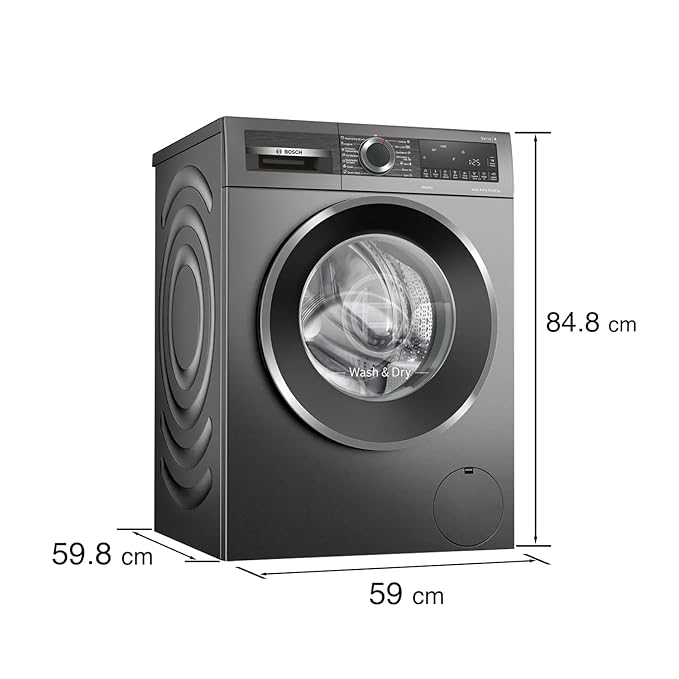 Bosch 10.5/6 KG Inverter Fully Automatic Front Load Washer Dryer with LED TOUCH DISPLAY (WNA2E4U1IN,Cast Iron Grey)