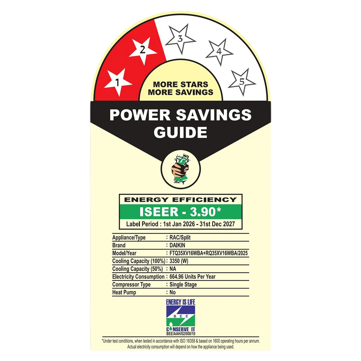 Daikin 1 Ton 2 Star Inverter Split AC (FTQ35XV16WBA) – Copper Condenser, PM 2.5 Filter, Stabilizer-Free Operation