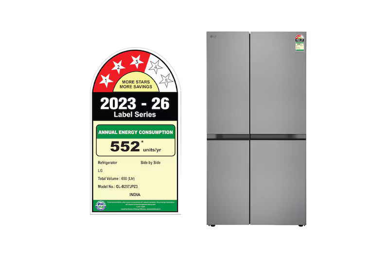 LG 650L Convertible Side-by-Side Refrigerator | Multi-Air Flow, Smart Diagnosis, Shiny Steel | GL-B257JPZ3