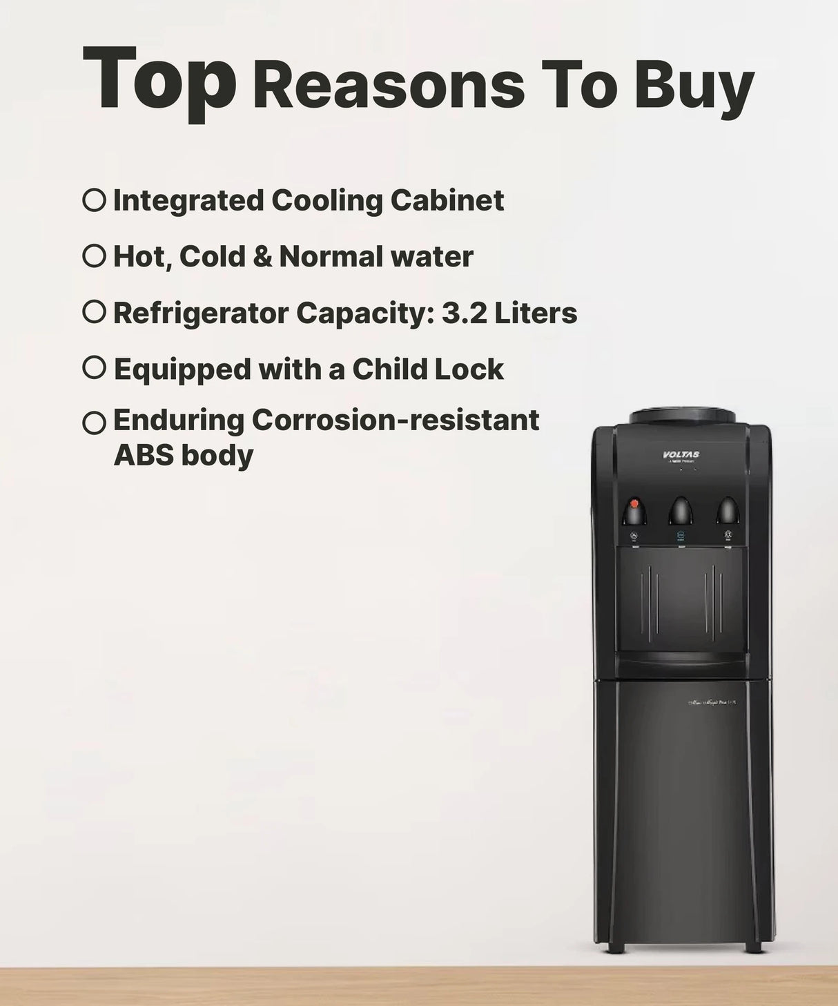 Voltas WD Mini Magic Pearl RB Bottled Water Dispenser | Hot & Cold Water | Compact Table Top Design | Fast Cooling & Heating | Energy Efficient