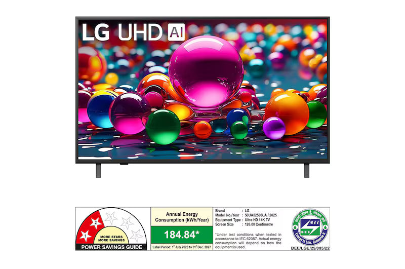 LG 126 cm (50 Inch) 4K Ultra HD AI Smart TV UA8250 | α7 AI Processor Gen8 | Filmmaker Mode | Dolby Atmos | HDR10 | webOS | ThinQ AI | Wi-Fi | Voice Control